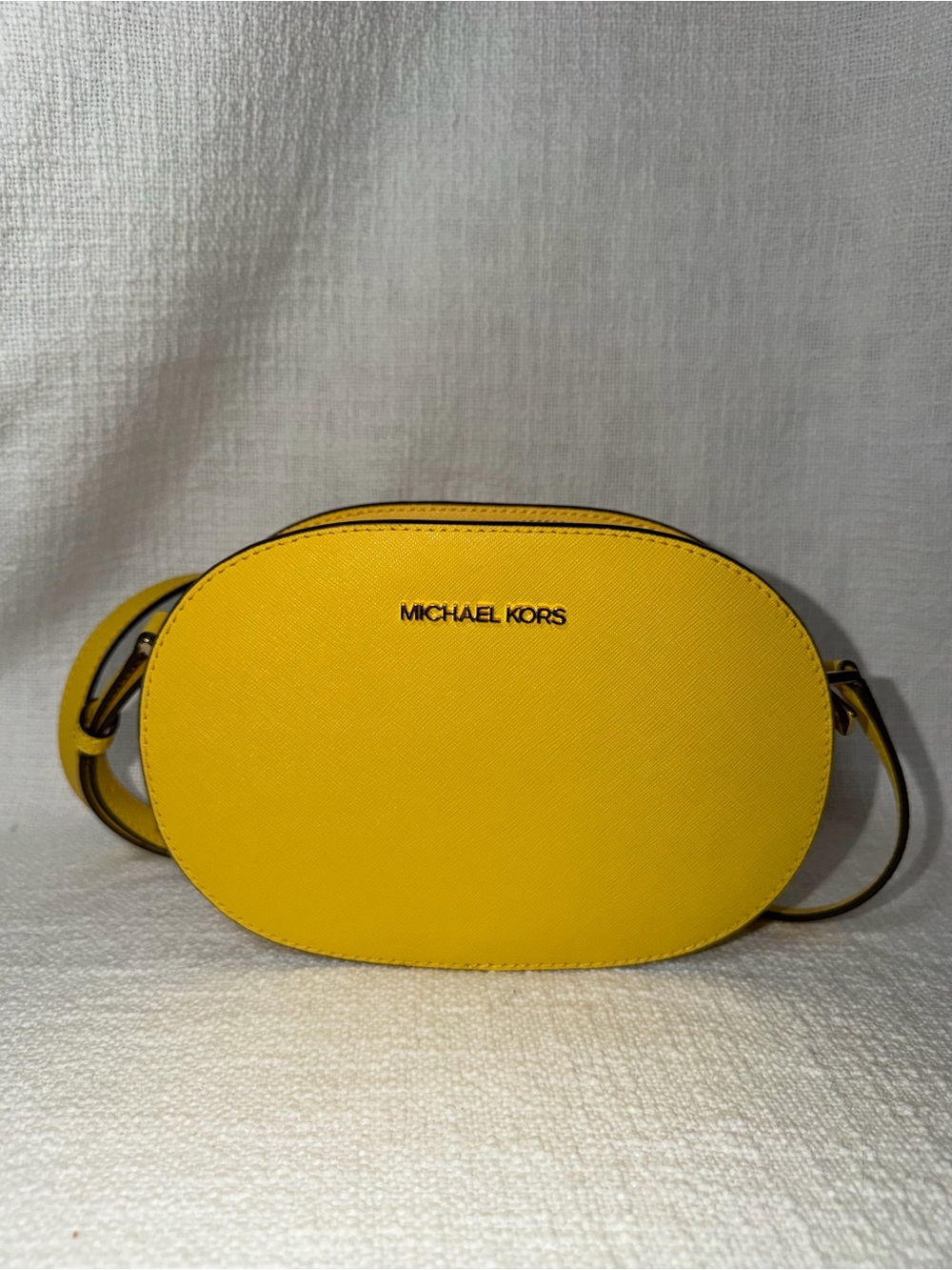 Michael Kors Yellow Oval Saffiano Crossbody Bag